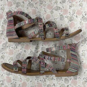 SO brand Sandals - Slip On w/ Heel Zipper - GIrl's Size 5 - Multi-Color Sparkly